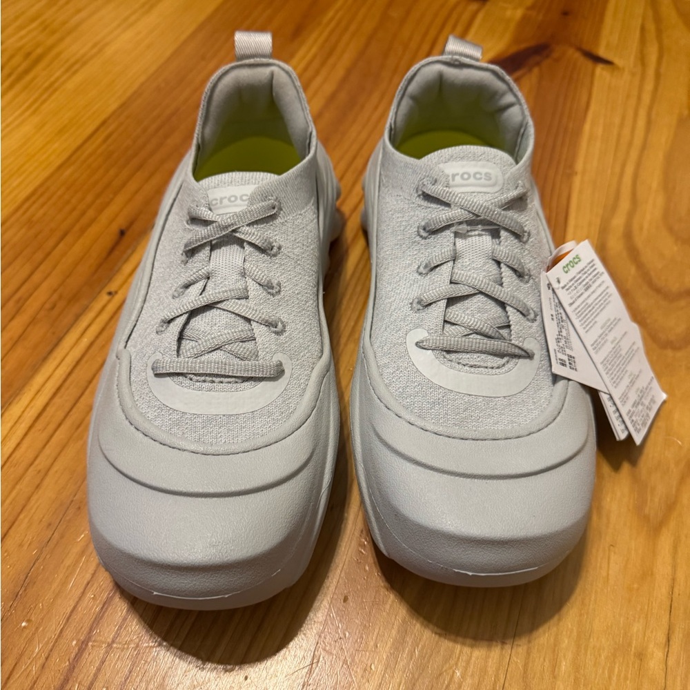CROCS Light Gray Platform Athletic Lace-Up Sneakers - Picture 2 of 10